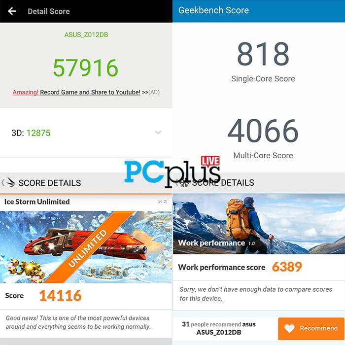 Hasil pengujian Asus Zenfone 3 ZE552KL.