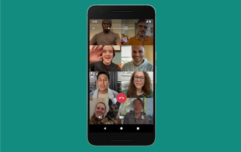 Tampilan video call whatsapp yang kini bisa sampai 8 peserta