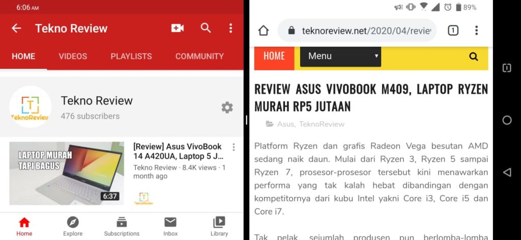 Split screen di Android Smartphone